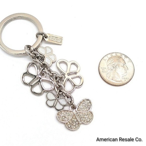 Vintage COACH Multi Butterfly Pave Swarovski Crystal Keychain Purse Charm-Rare - Picture 3 of 5